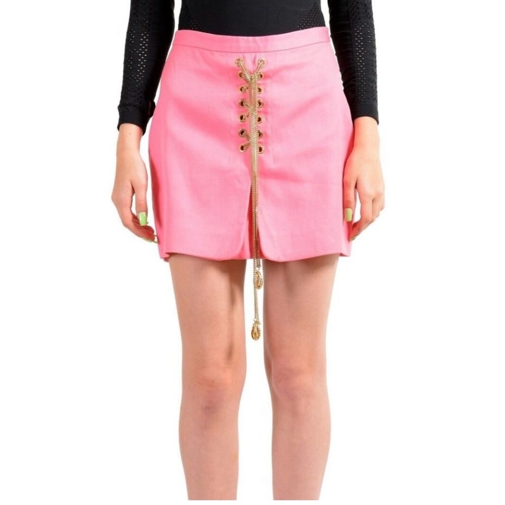 DSQUARED2 Pink Mini Skirt with Gold crystal decorated